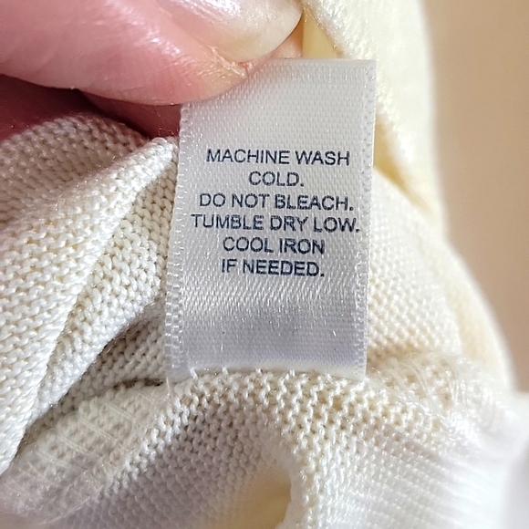 Dearfoams V-Neckline Pullover Long Sleeve Ivory Sweater Size M - Picture 7 of 8